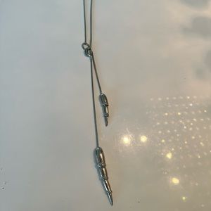 Alexis Bittar long Silver Horns necklace with rhinestones